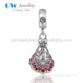 Latest New Design Crystal Princess Dress Shape 925 Silver Charms Custom Made Charms Wholesale